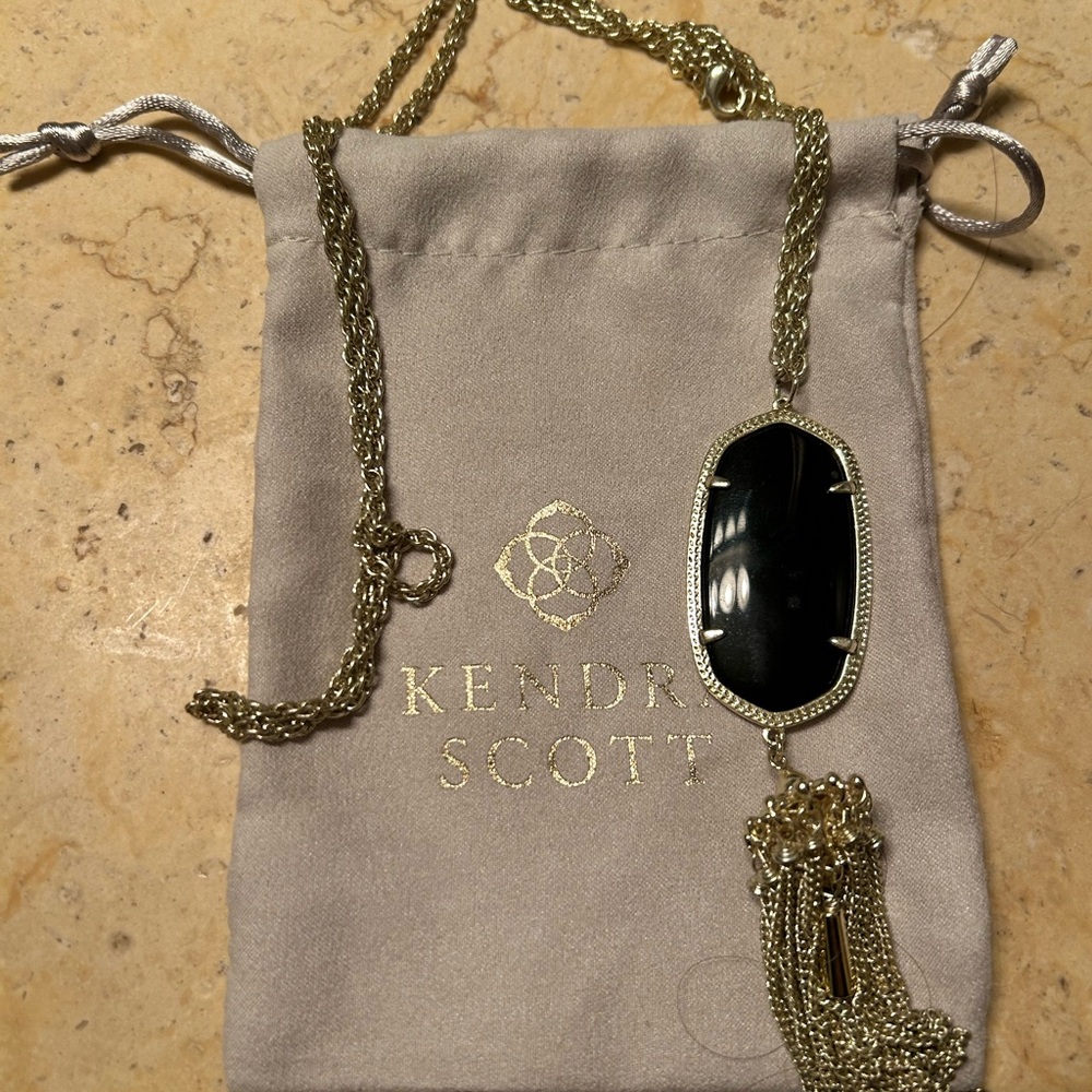Kendra Scott Black and Gold Rayne Tassel Necklace